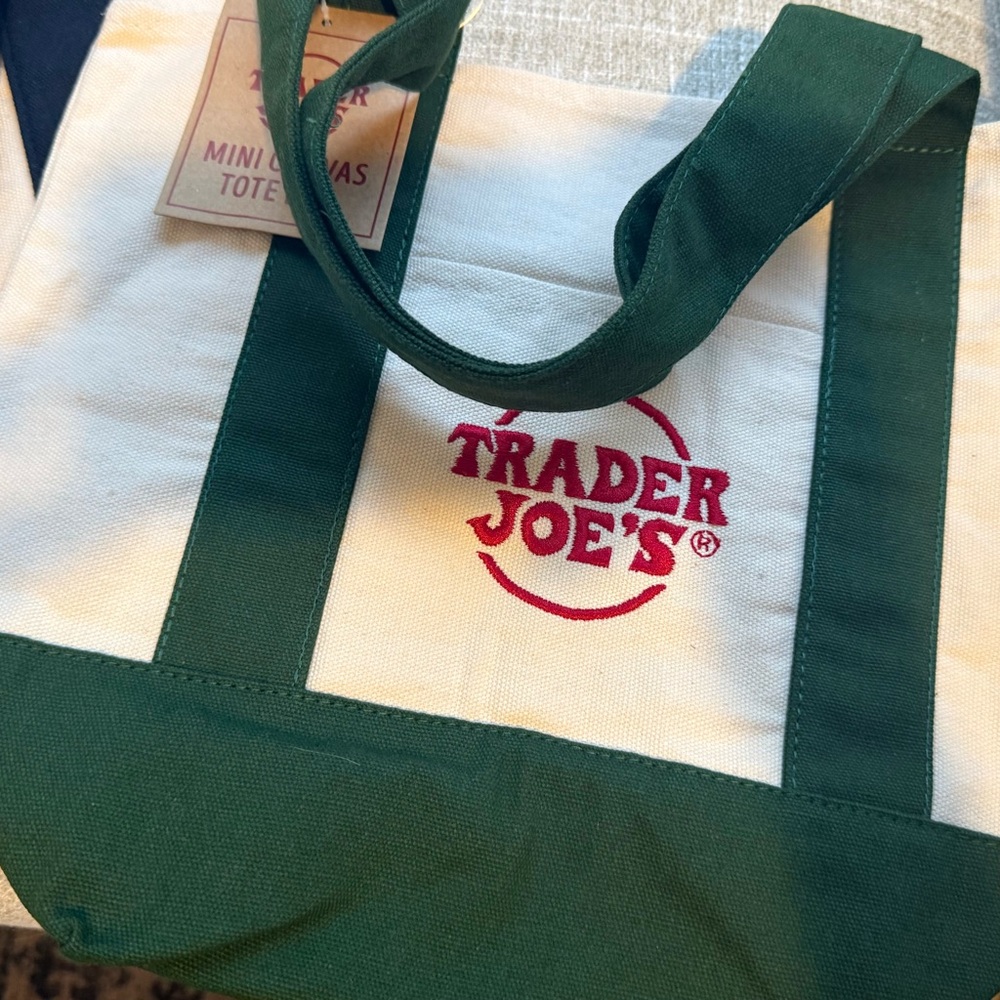 Trader Joe's Mini Canvas Tote Bags - Green and Black - Picture 2 of 3